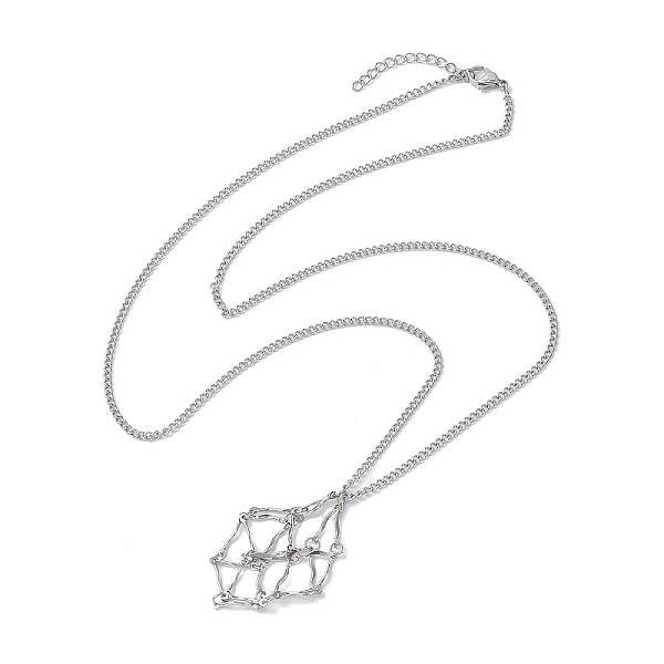Non-Tarnish Stainless Steel Macrame Pouch Empty Stone Holder for Necklace Makings