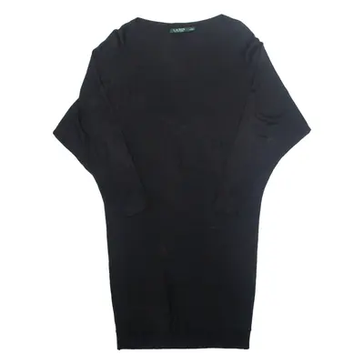 LAUREN RALPH LAUREN Womens Jumper Dress Black Long Sleeve Knee Length S