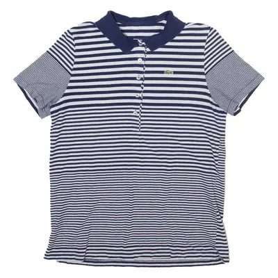LACOSTE Womens Polo Shirt Blue Striped S