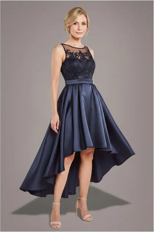 Goddiva Sequin & Satin Dipped Hem Midi Dress - Black