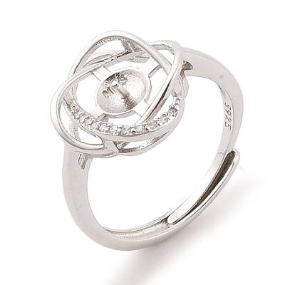 925 Sterling Silver Micro Pave Cubic Zirconia Adjustable Ring Settings