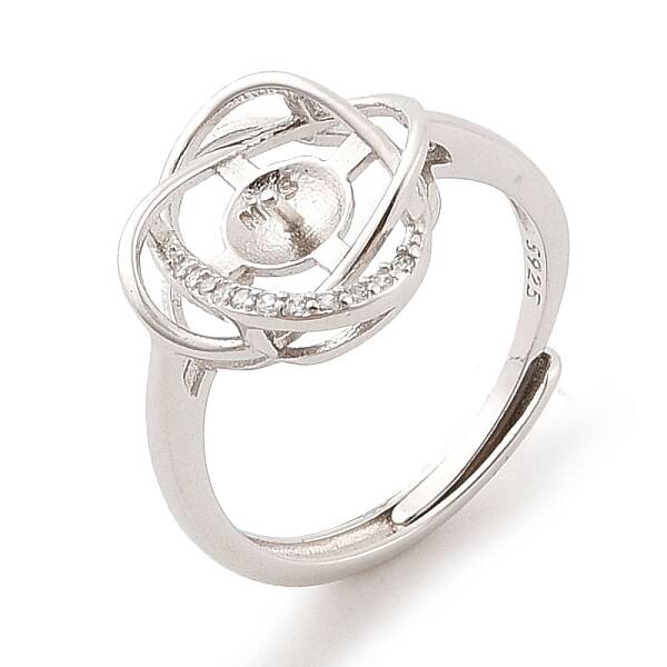 925 Sterling Silver Micro Pave Cubic Zirconia Adjustable Ring Settings
