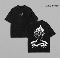 Retro Vintage Limited VEGETA - Dragon Ball Anime Double Printed  Washed Tee Unisex Oversize Anime Manga Acid Washed Lightweig...