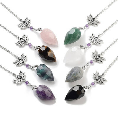 Natural Mixed Stone Teardrop Dowsing Pendulums