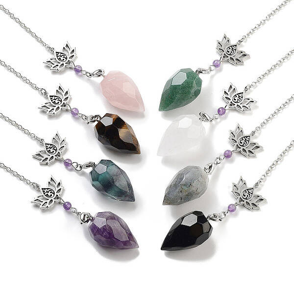 Natural Mixed Stone Teardrop Dowsing Pendulums
