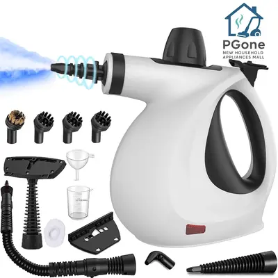 Portable Multi-Surface Powerful Handheld Steam Cleaner with 12 Attachments and a Safety Lock. Multi-Purpose Home Steam Cleane...