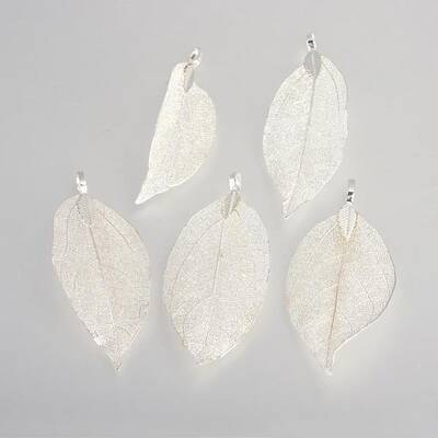 Electroplated Natural Leaf Big Pendants
