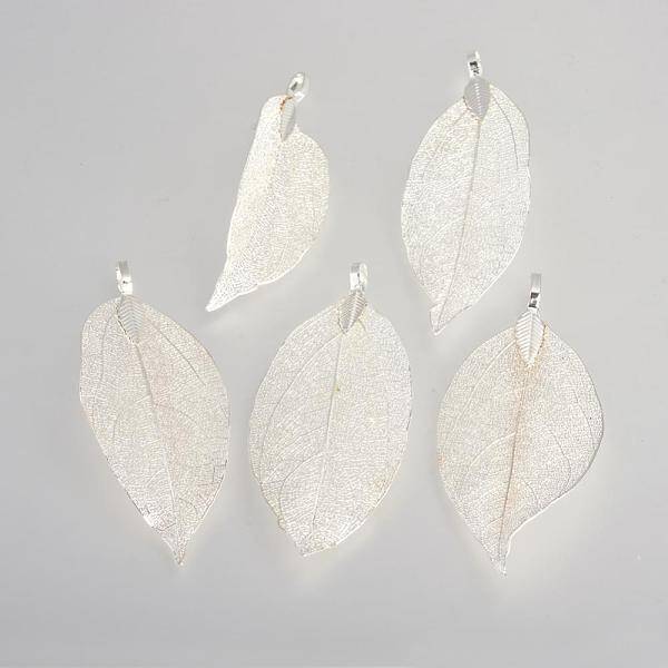 Electroplated Natural Leaf Big Pendants