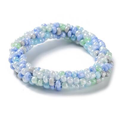 Crochet Glass Beads Braided Stretch Bracelet