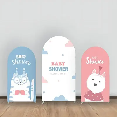 Cute Cat Dog Pink Blue Baby Shower Arch Backdrop Kit - Aperturee