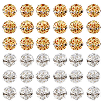 120Pcs 2 Colors Alloy Rhinestone Beads