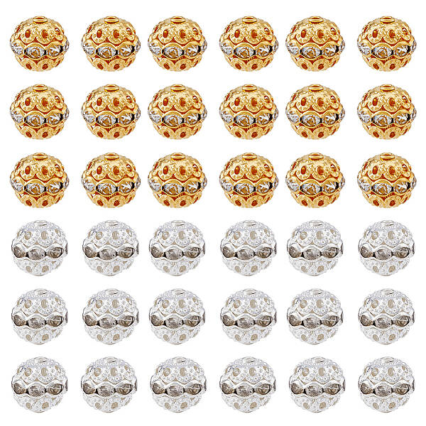 120Pcs 2 Colors Alloy Rhinestone Beads
