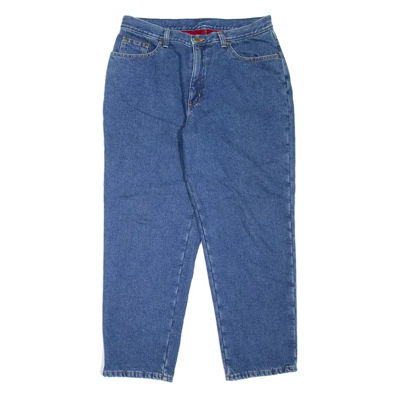 LL BEAN Fleece Lined Womens Jeans Blue Regular Mom W32 L28