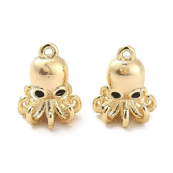 Brass Micro Pave Black Cubic Zirconia Charms