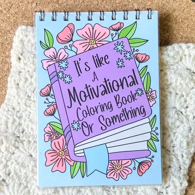 Motivational Coloring Book - 8in x 10in Top Bound Spiral, 20 Hand Drawn Original Designs, Thick Quality Paper, Fun Cute and C...