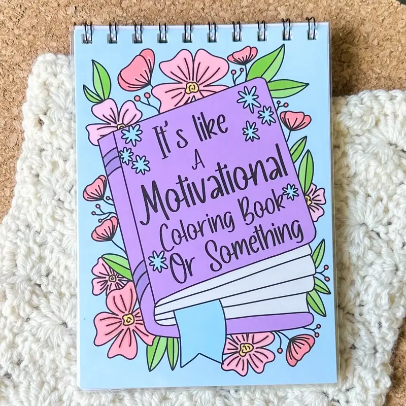 Motivational Coloring Book - 8in x 10in Top Bound Spiral, 20 Hand Drawn Original Designs, Thick Quality Paper, Fun Cute and C...