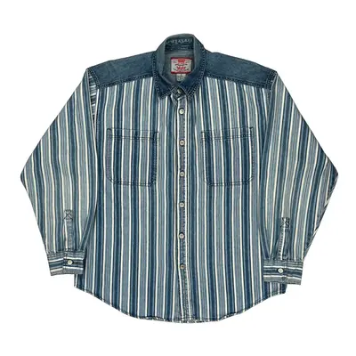 Levis Striped Denim Shirt - XL Blue Cotton