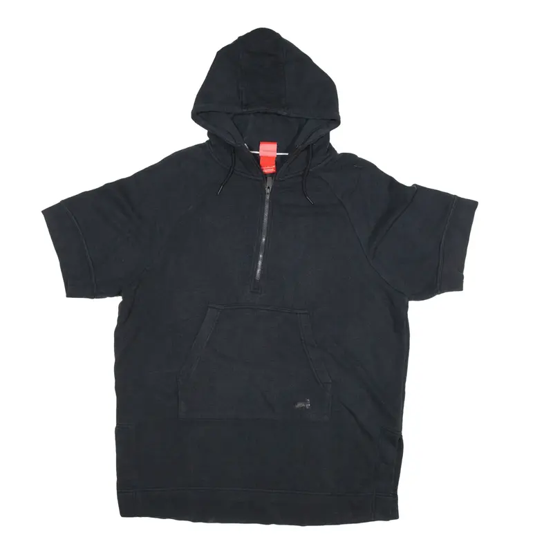 NIKE 1/4 Zip Hoodie Black Pullover Mens S