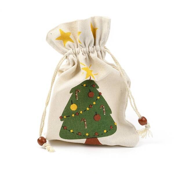 Christmas Theme Cotton Fabric Cloth Bag