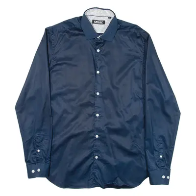 DKNY Mens Plain Shirt Blue Long Sleeve M