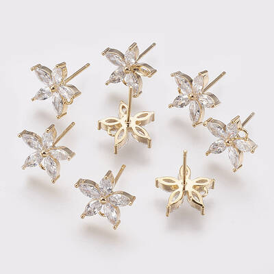 Brass Cubic Zirconia Ear Stud Findings
