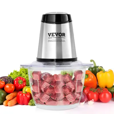 VEVOR Electric Meat Grinder with 4 Stainless Steel Blades, 400W Electric Food Chopper, 5 Cup Glass Bowl, 2 Speeds Food Grinde...