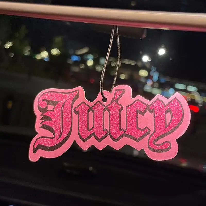 Glitter Letter Pattern Car Hanging Aromatherapy Tablet Decoration, Car Air Freshener Ornament, Car Rear-view Mirror Decorativ...