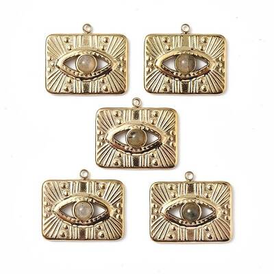 PVD Vacuum Plating 201 Stainless Steel Natural Labradorite Pendants