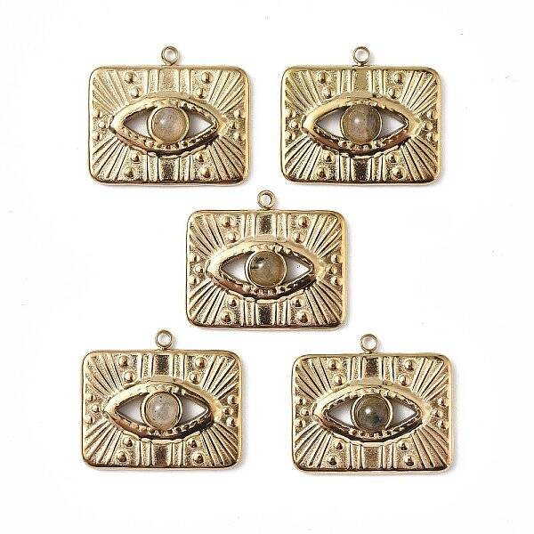 PVD Vacuum Plating 201 Stainless Steel Natural Labradorite Pendants