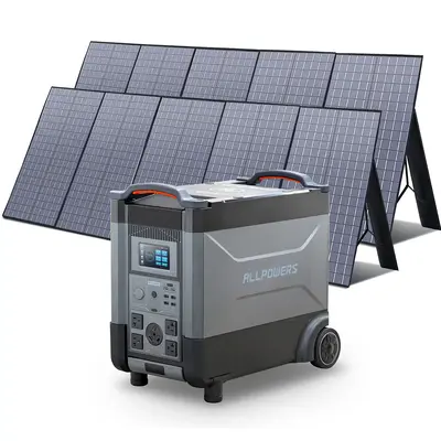 ALLPOWERS 4000W Solar Generator (R4000 + SP037 400W Solar Panel) R4000+2PCS SP037 400W Solar Panel