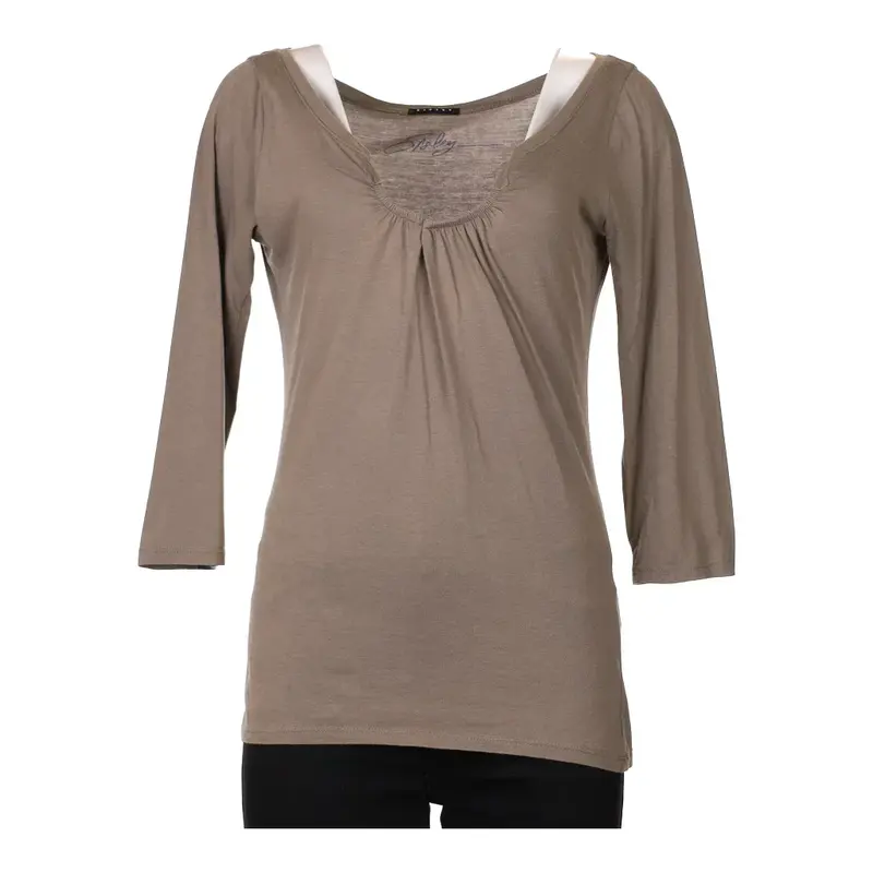 Sisley Long Sleeve Top - Medium Grey Cotton Blend