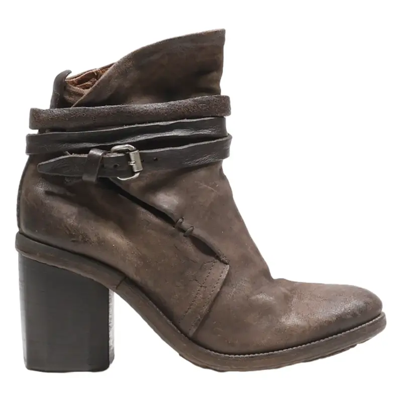 AS 38 Ankle Boots Brown Leather Womens UK 6