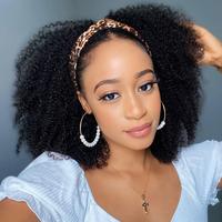OQHAIR Afro Kinky Curly Headband Wig Human Hair Scarf Wig No Gel No Glue Full Machine Made Wig with Headband 180% Density #Su...