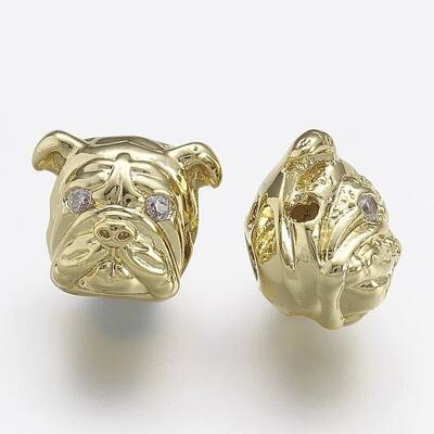 Brass Micro Pave Cubic Zirconia Puppy Beads