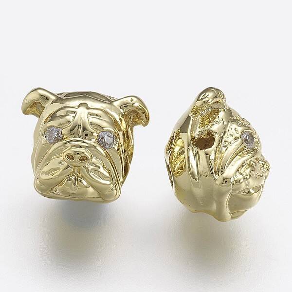 Brass Micro Pave Cubic Zirconia Puppy Beads