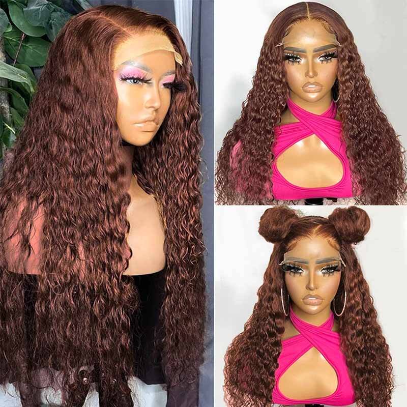 #30 Brown Deep Wave 13*4 13*6 Human Hair Lace Front Wigs Ashimary Hair