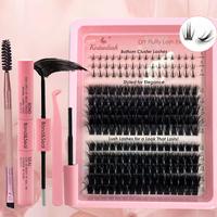 Diy Lash Clusters Eyelash Extension Kit, 1 Set Mixed Length Individual False Eyelashes & Bottom Lashes, Eyelashes Extensions,...