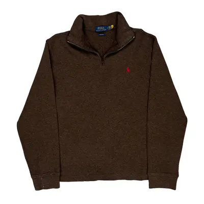 Ralph Lauren 1/4 Zip - Medium Brown Cotton Blend