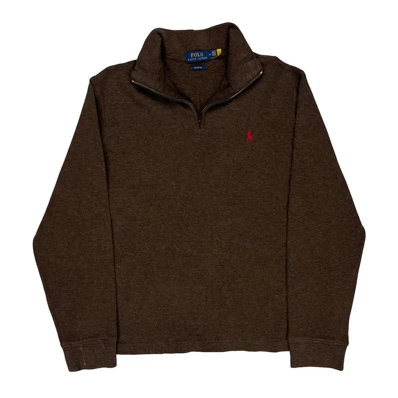 Ralph Lauren 1/4 Zip - Medium Brown Cotton Blend