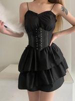 Minimalist Women's Criss Cross Lace up Corset Y2k Belt, 90s Vintage Matching Corset, Grommet Eyelet Decorated Elastic Waistba...