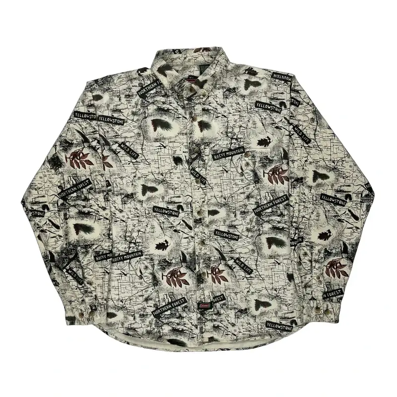 Coleman Patterned Shirt - XL Beige Cotton