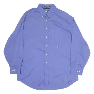 TOMMY HILFIGER Plain Shirt Blue Long Sleeve Mens L