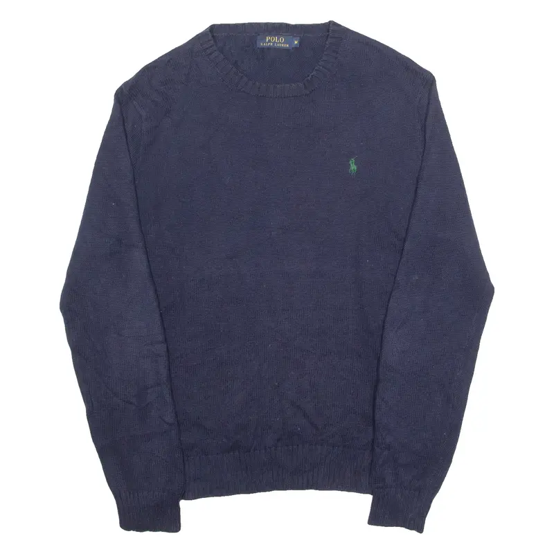 POLO RALPH LAUREN Mens Jumper Blue Crew Neck Tight Knit M