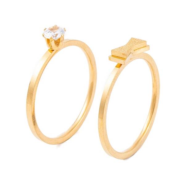 Bowknot 304 Stainless Steel Finger Ring Set for Women