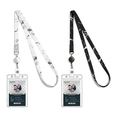 Retractable Badge Holder with Lanyard for Women Men, 2pcs/set Waterproof Employee Card, ID Card and Name Tag Holder for Offic...