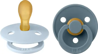 BIBS Colour Size 1: Symmetrical 0-6 months pacifier Baby Blue / Petrol 2pcs