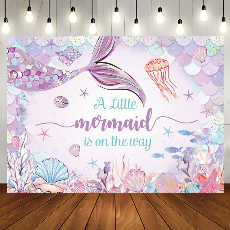Aperturee Fairy Tale Undersea Mermaid Baby Shower Backdrop