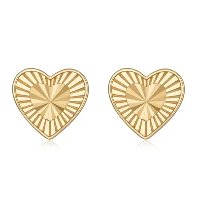 14K Gold Heart Stud Earrings