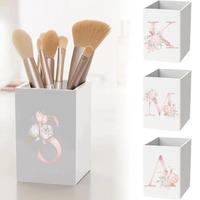 Flower & Letter Pattern Makeup Brush Holder, 1 Count Desktop Storage Organizer, Pencil Holder Box Container for Desk Home Din...
