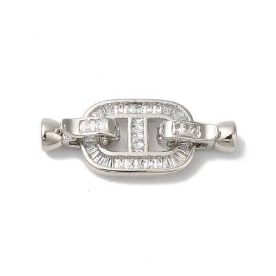 Rack Plating Brass Micro Pave Clear Cubic Zirconia Fold Over Clasps